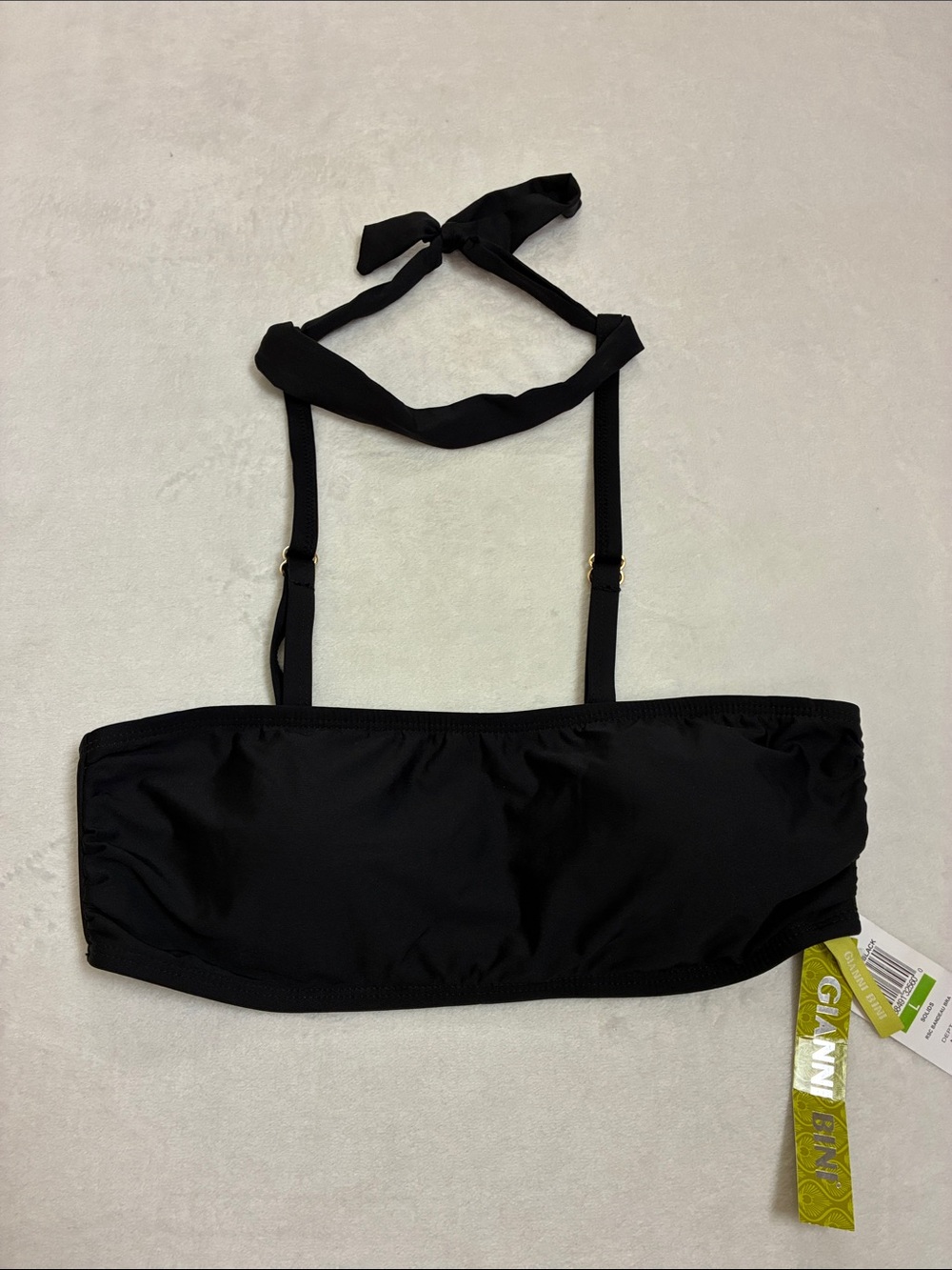 GIANNI BINI BANDEAU BRA  SWIMSUIT TOP BLACK SIZE LARGE MSRP: $59.00